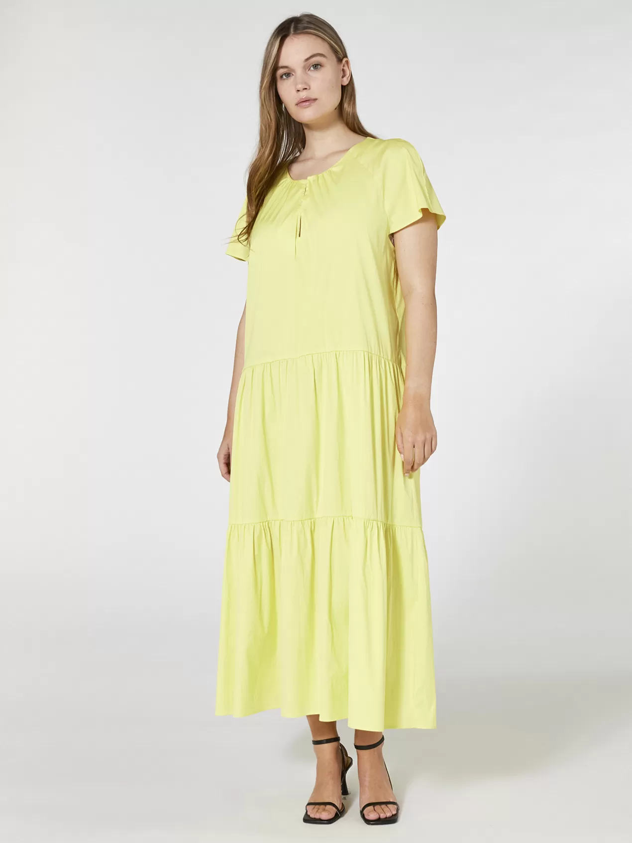 Cheap Elena Mirò Robe Longue A Volants Jaune