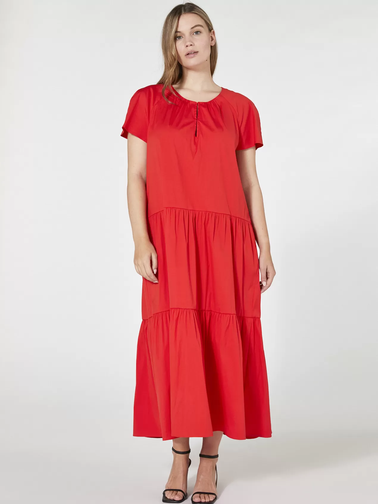 Cheap Elena Mirò Robe Longue A Volants Rouge
