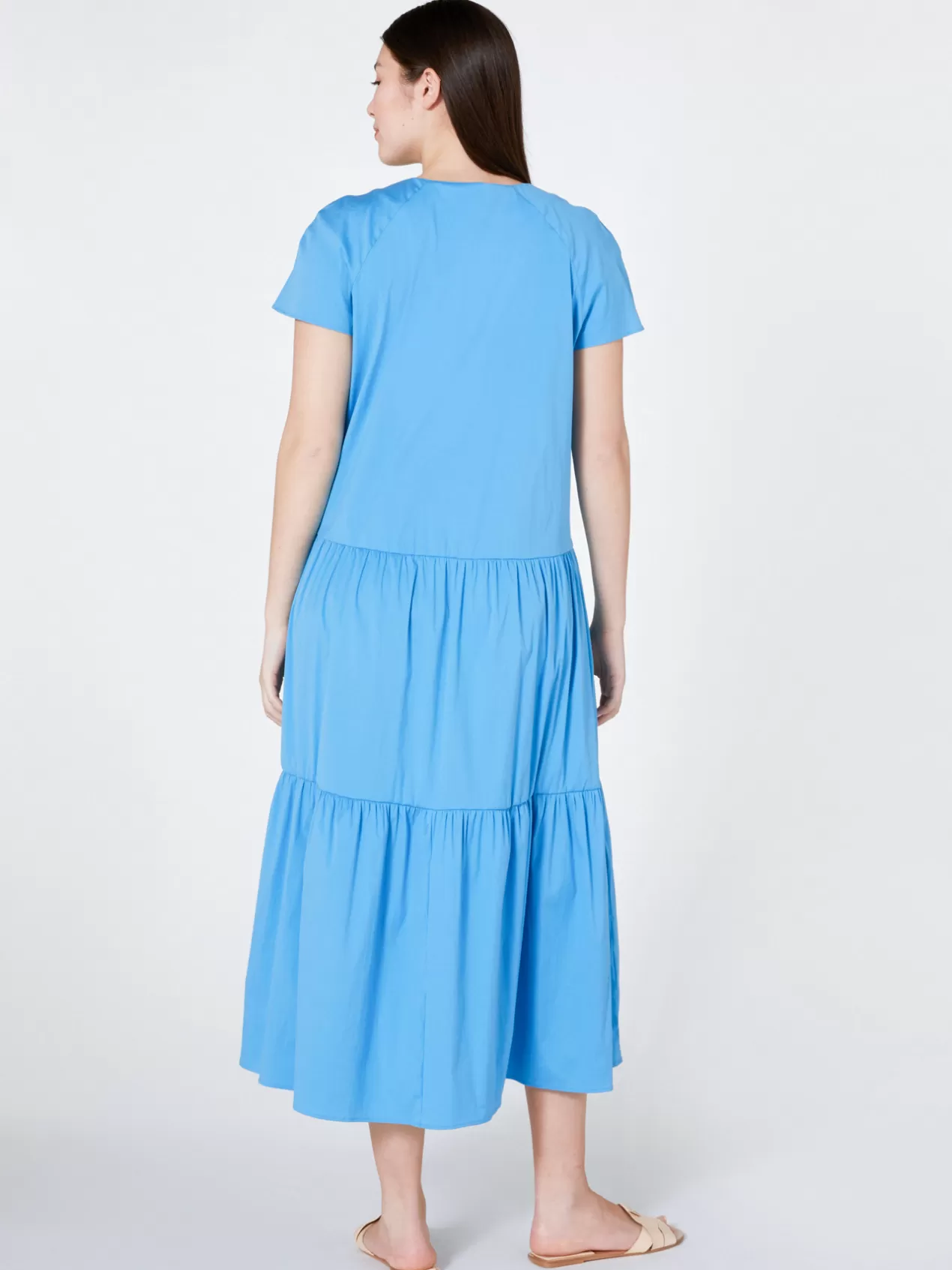 Store Elena Mirò Robe Longue A Volants Light - Blue