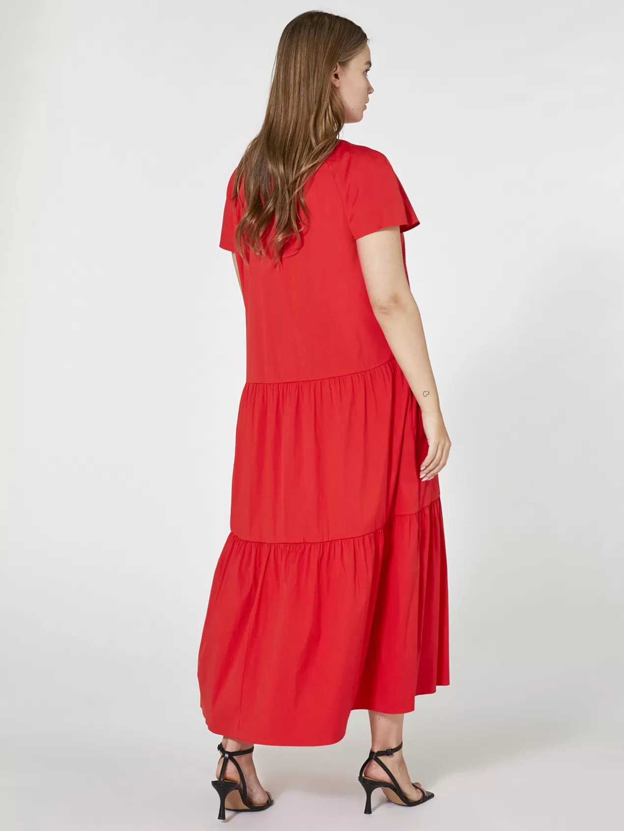 Cheap Elena Mirò Robe Longue A Volants Rouge