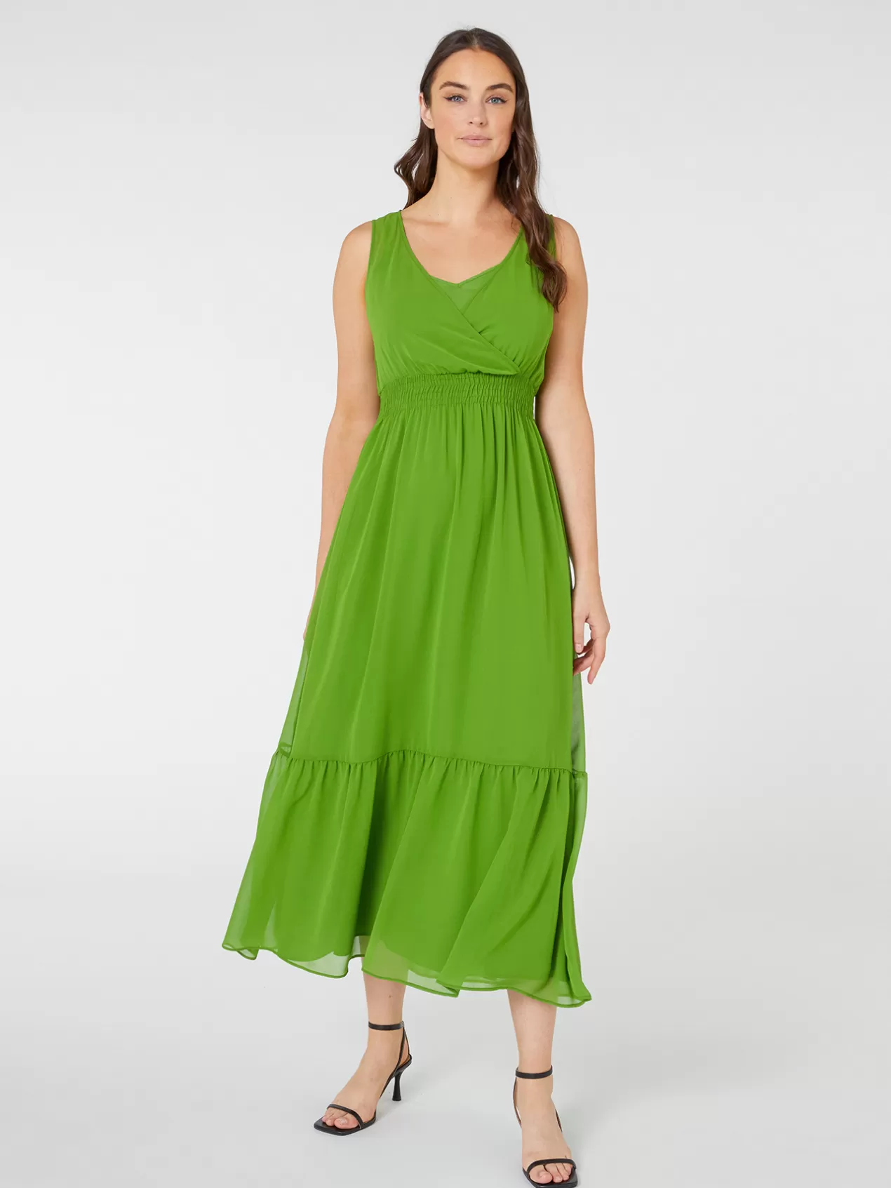 Best Elena Mirò Robe Longue En Georgette Vert