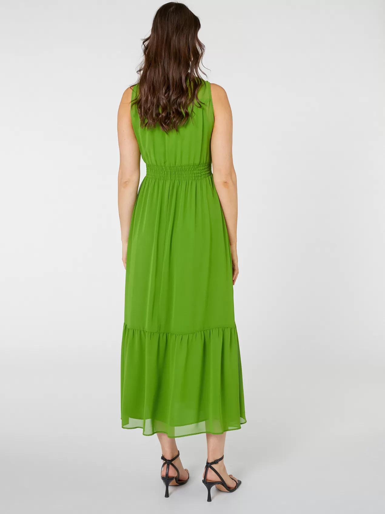 Best Elena Mirò Robe Longue En Georgette Vert