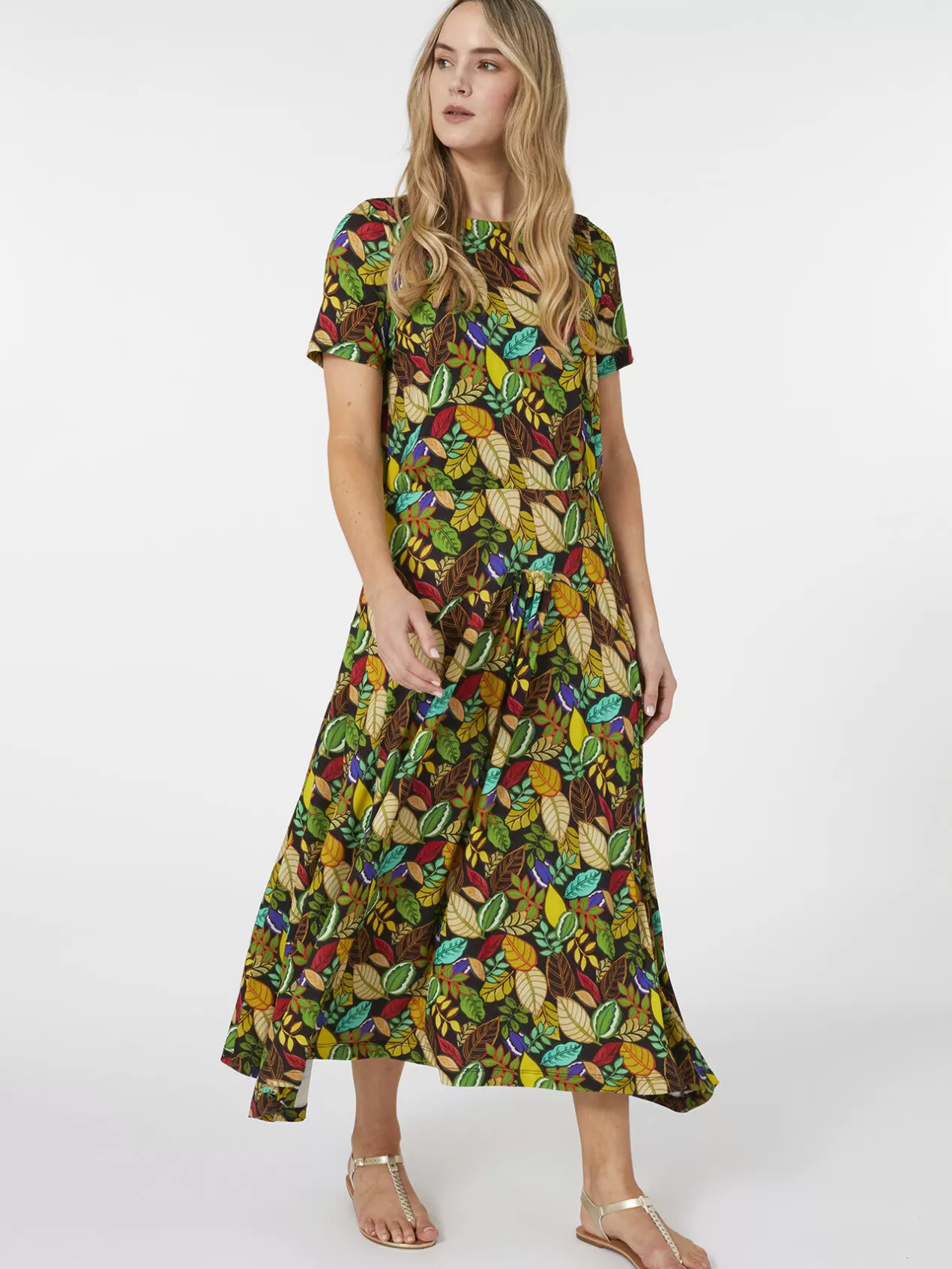 Best Elena Mirò Robe Longue En Jersey Imprime Vert