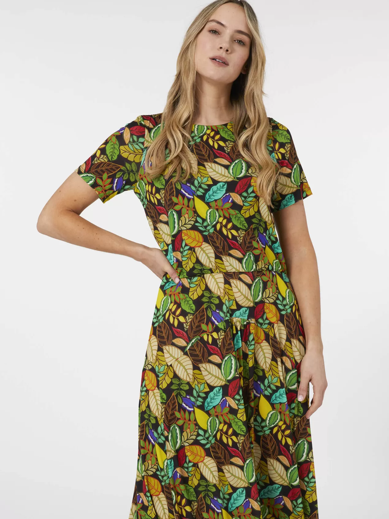 Best Elena Mirò Robe Longue En Jersey Imprime Vert