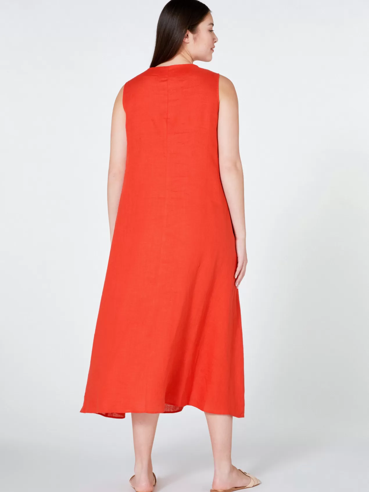 Shop Elena Mirò Robe Longue En Lin Rouge