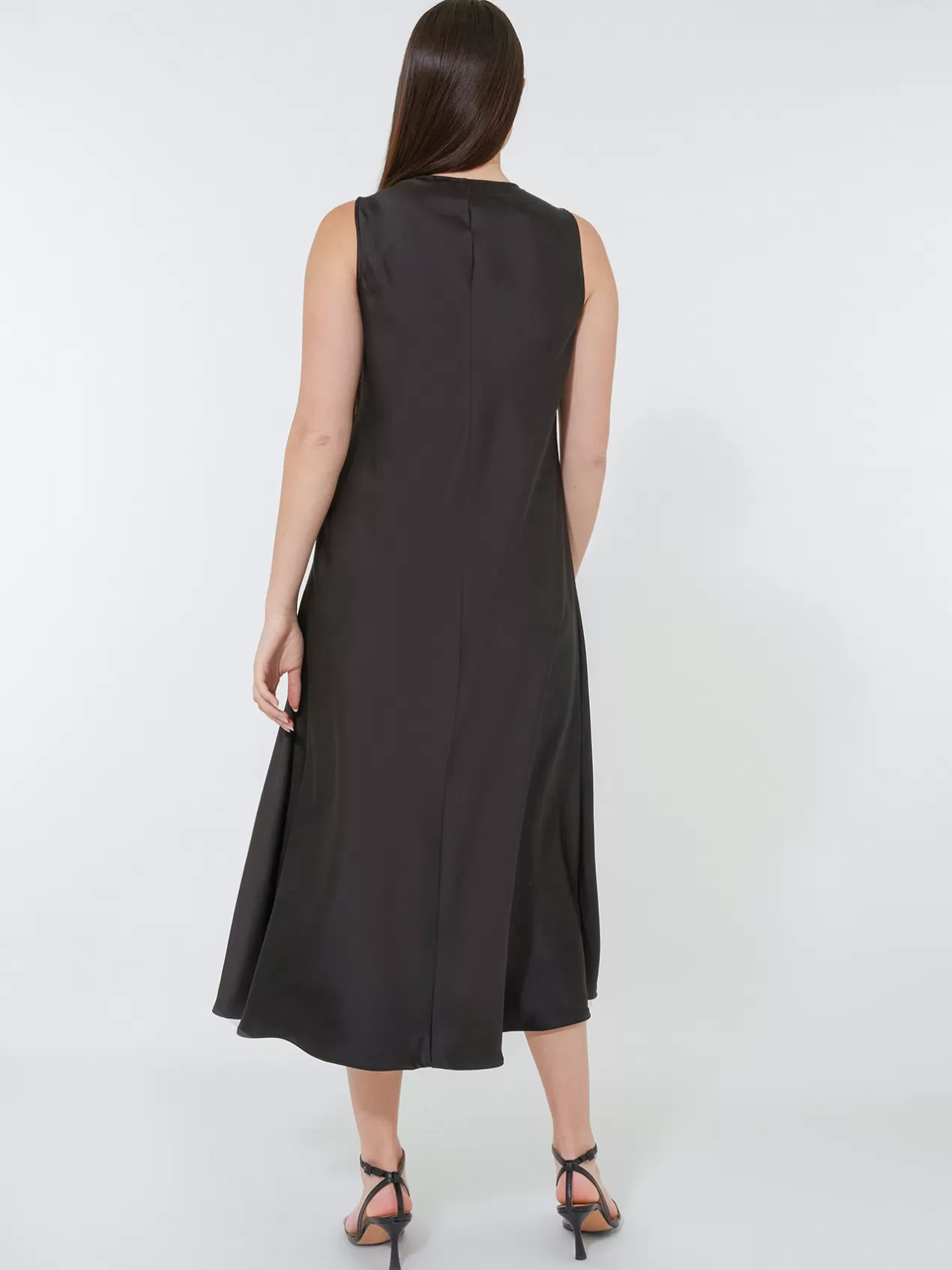 Online Elena Mirò Robe Longue En Satin Avec Dentelle Noir