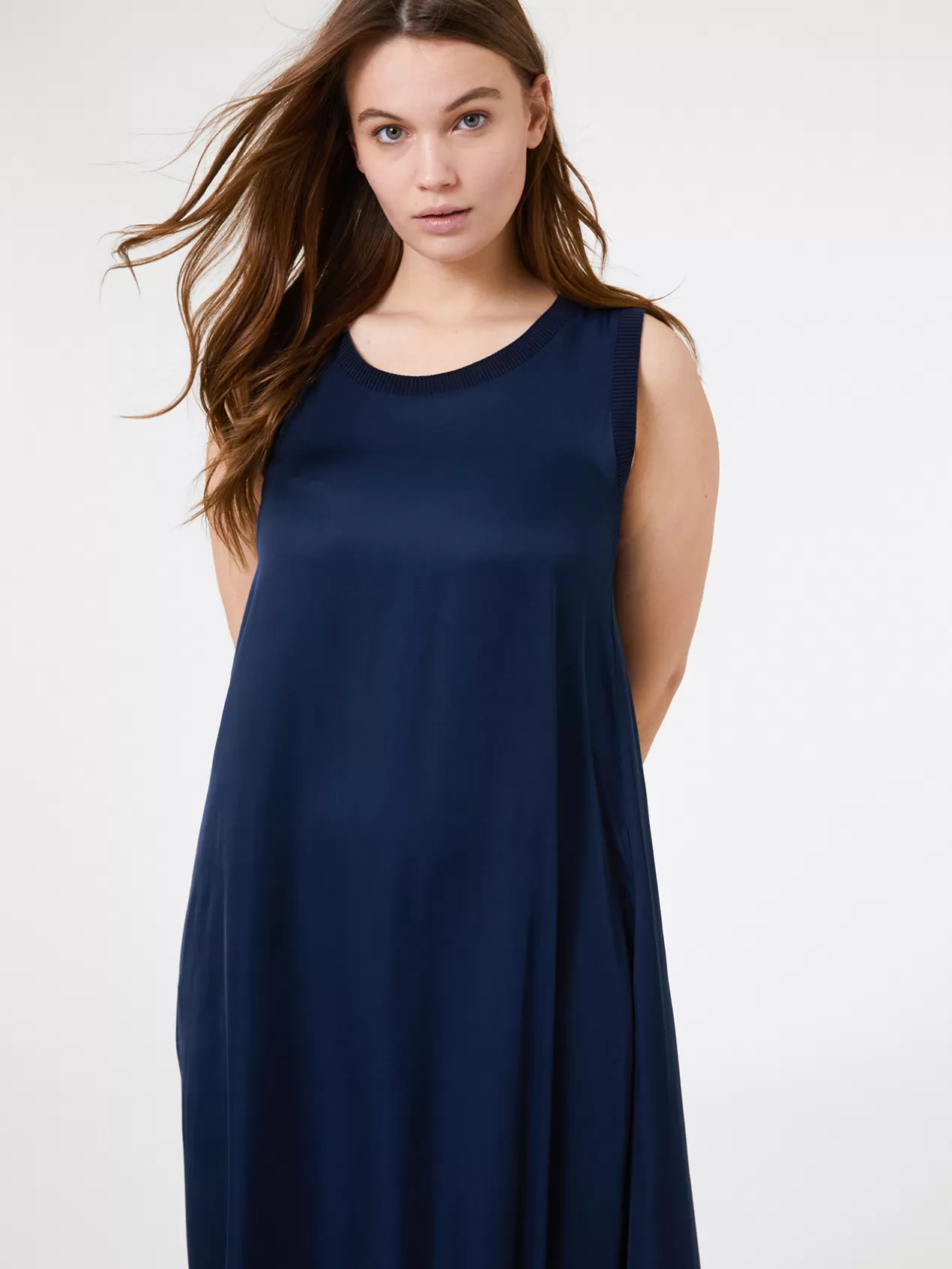 Clearance Elena Mirò Robe Longue Evasee Bleu