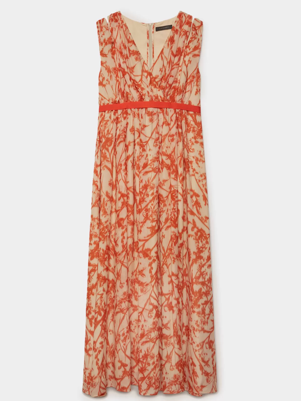 Flash Sale Elena Mirò Robe Longue Imprimee Orange Soleil