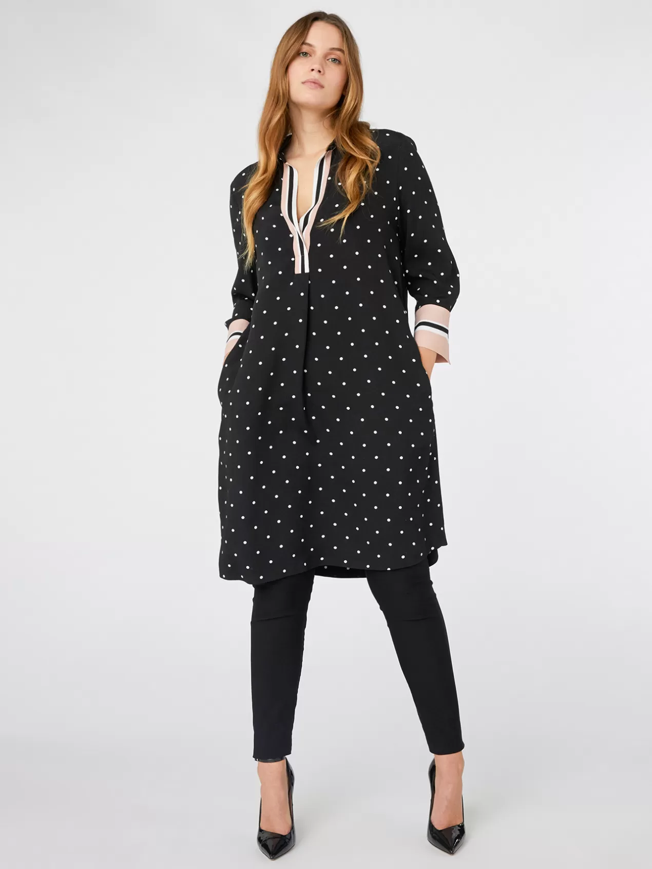 Fashion Elena Mirò Robe Mi-Longue En Viscose Imprimee Noir