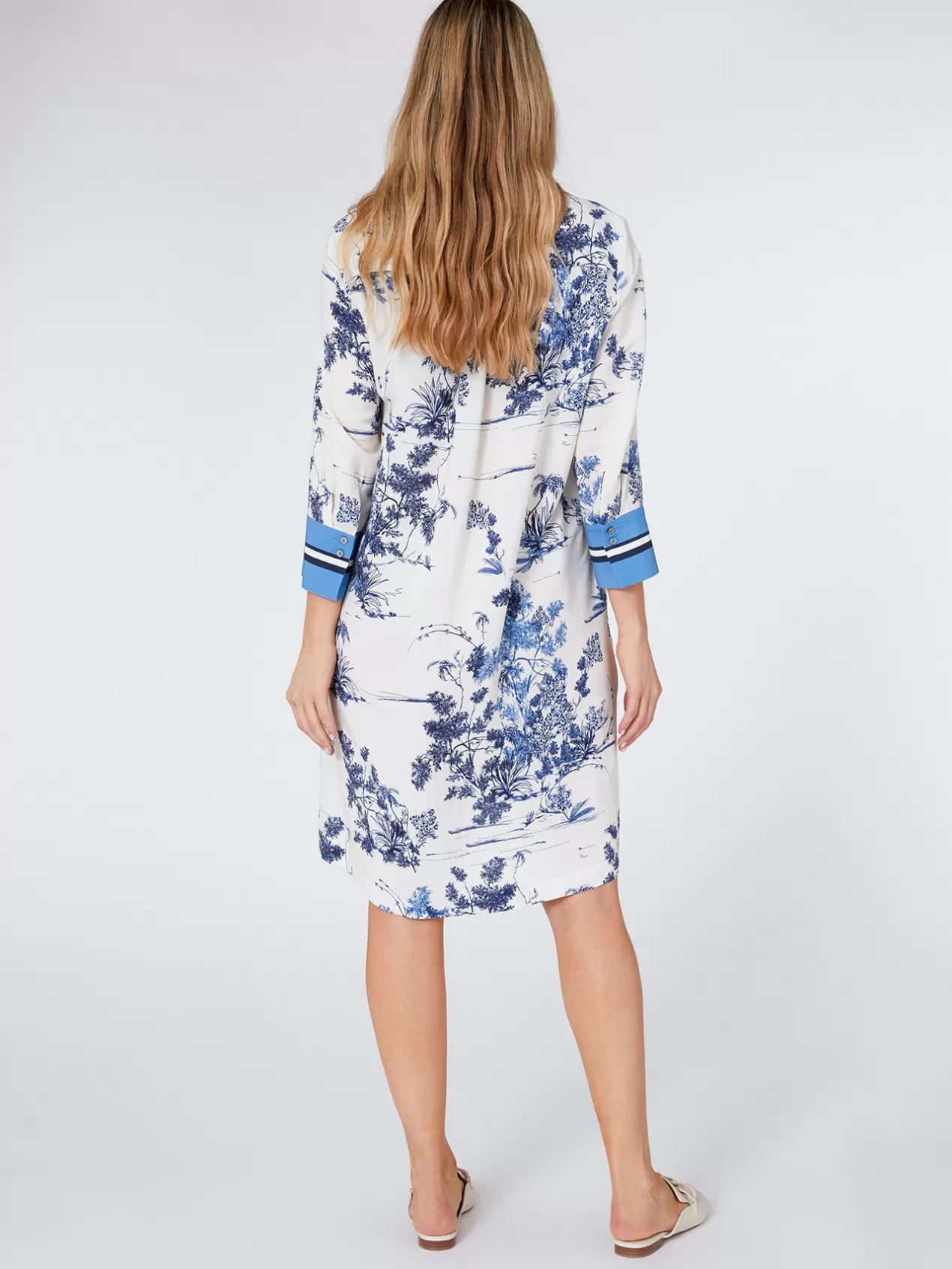 Flash Sale Elena Mirò Robe Mi-Longue En Viscose Imprimee Blanc