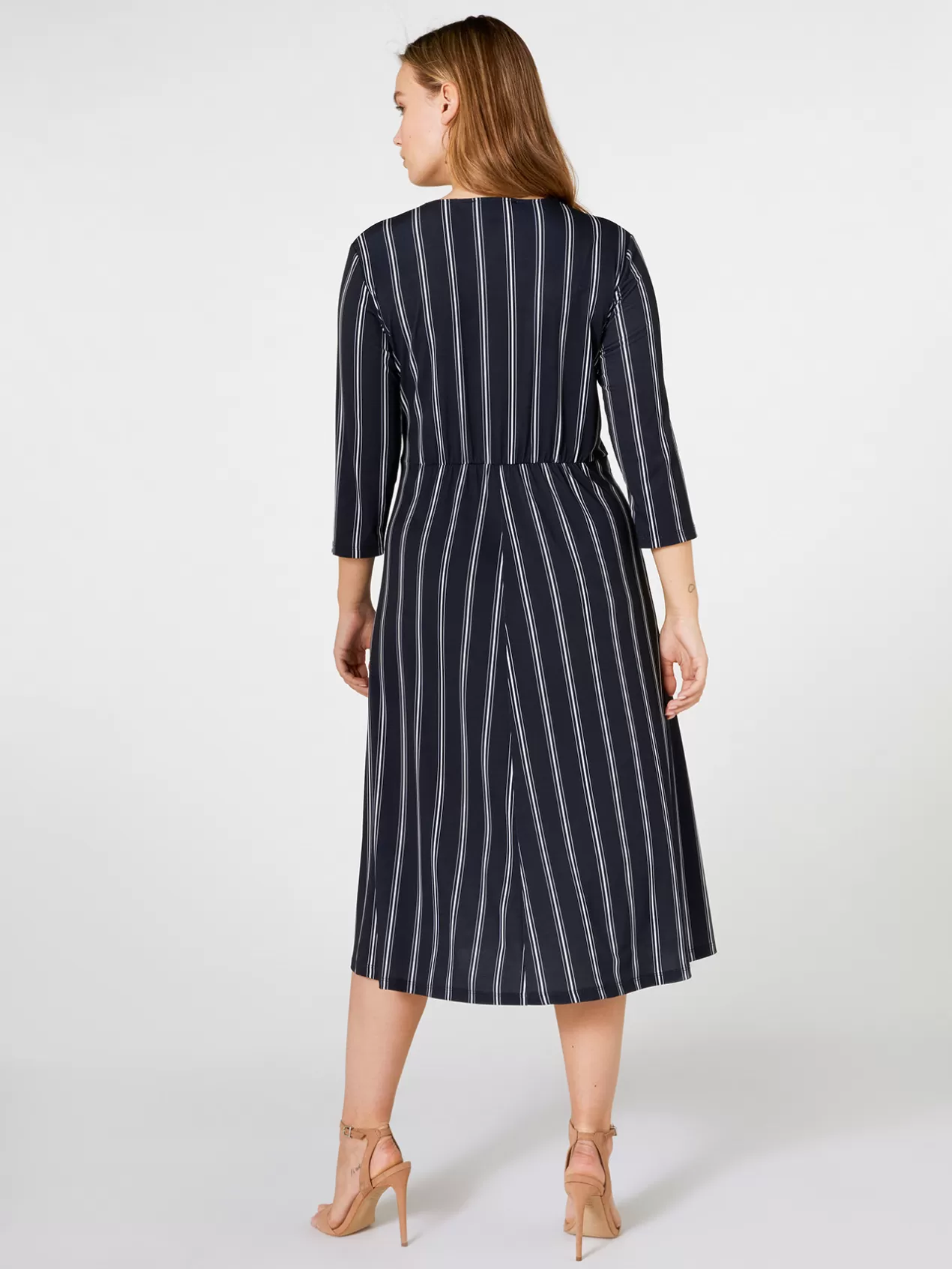 Best Sale Elena Mirò Robe Rayee Avec Noeud Sur Le Devant Bleu