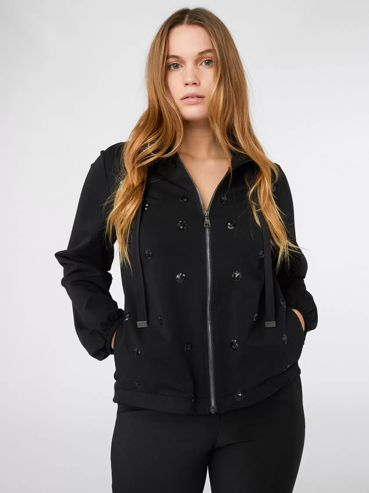 Outlet Elena Mirò Sweat-Shirt Avec Broderie Noir