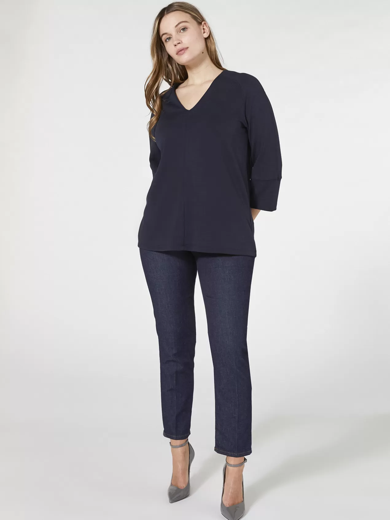 Hot Elena Mirò Sweat-Shirt De Couleur Unie Bleu