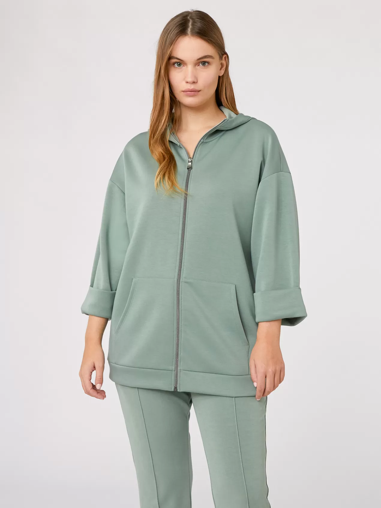 Hot Elena Mirò Sweat-Shirt Modal A Capuche Vert