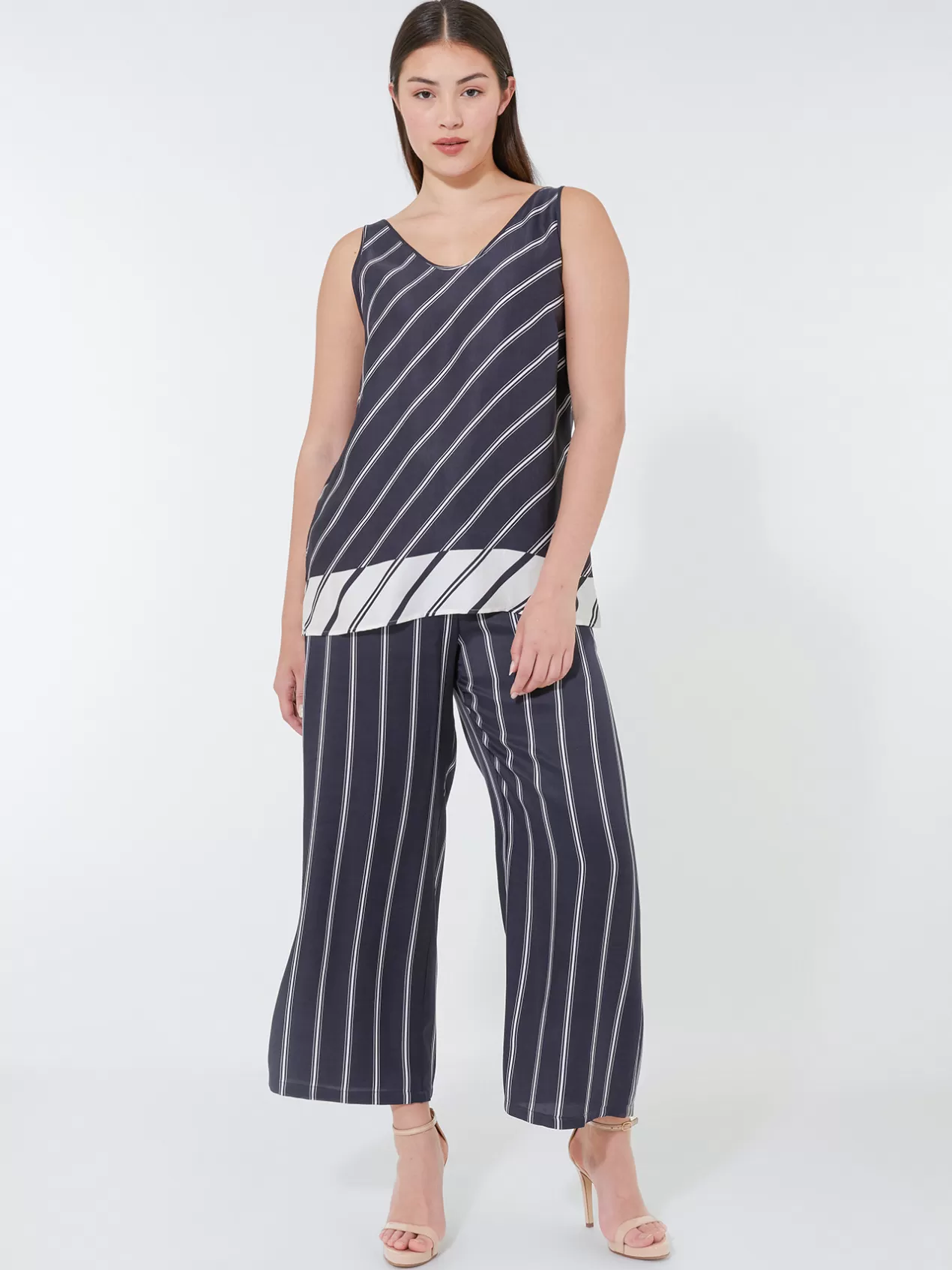 Outlet Elena Mirò Top A Rayures Avec Bord Bleu