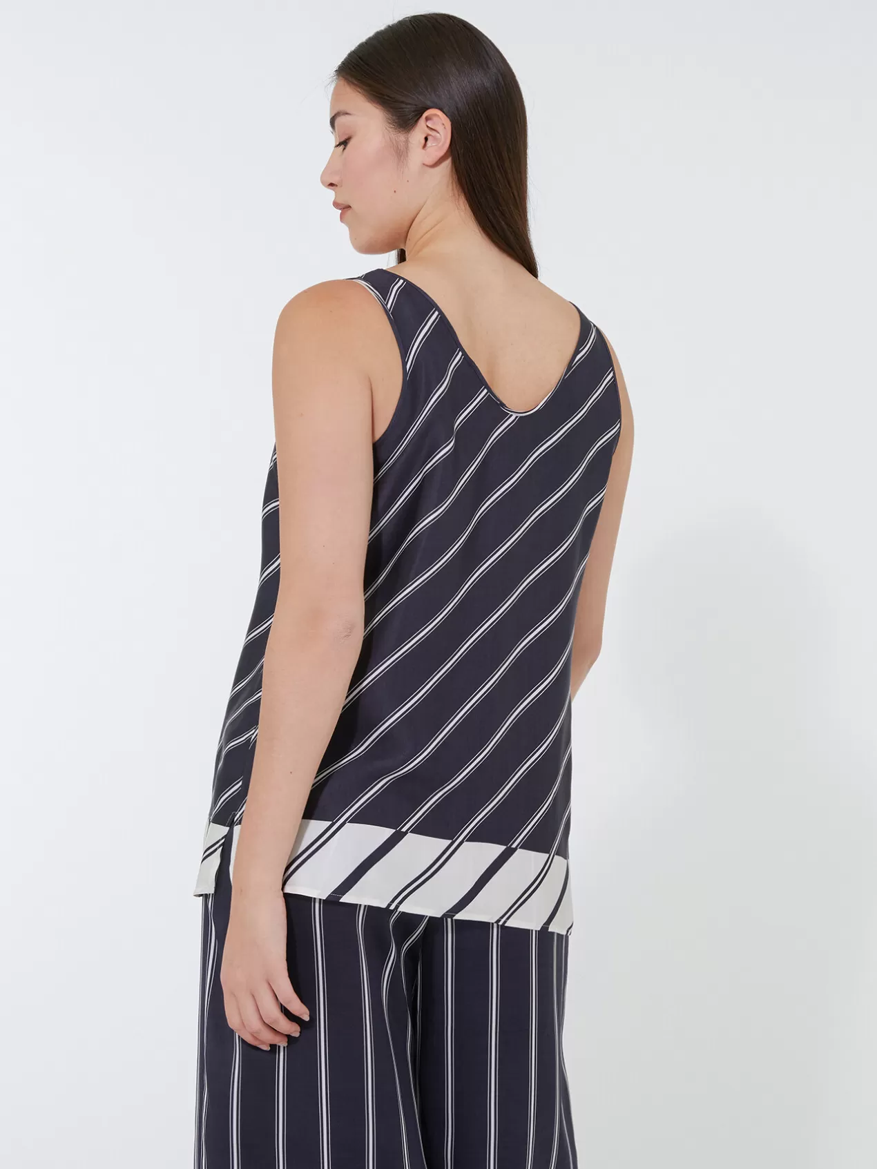 Outlet Elena Mirò Top A Rayures Avec Bord Bleu