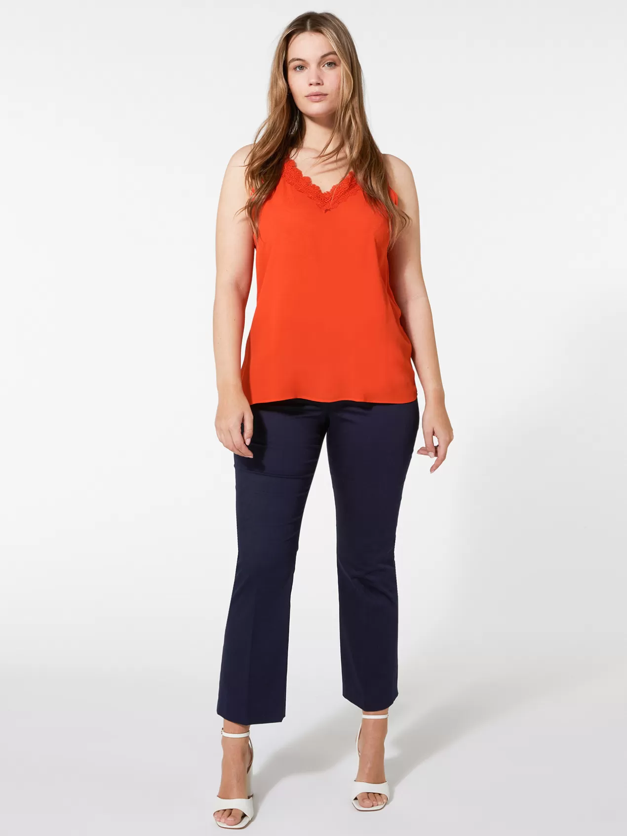 Discount Elena Mirò Top Avec Bordure En Dentelle Orange Soleil