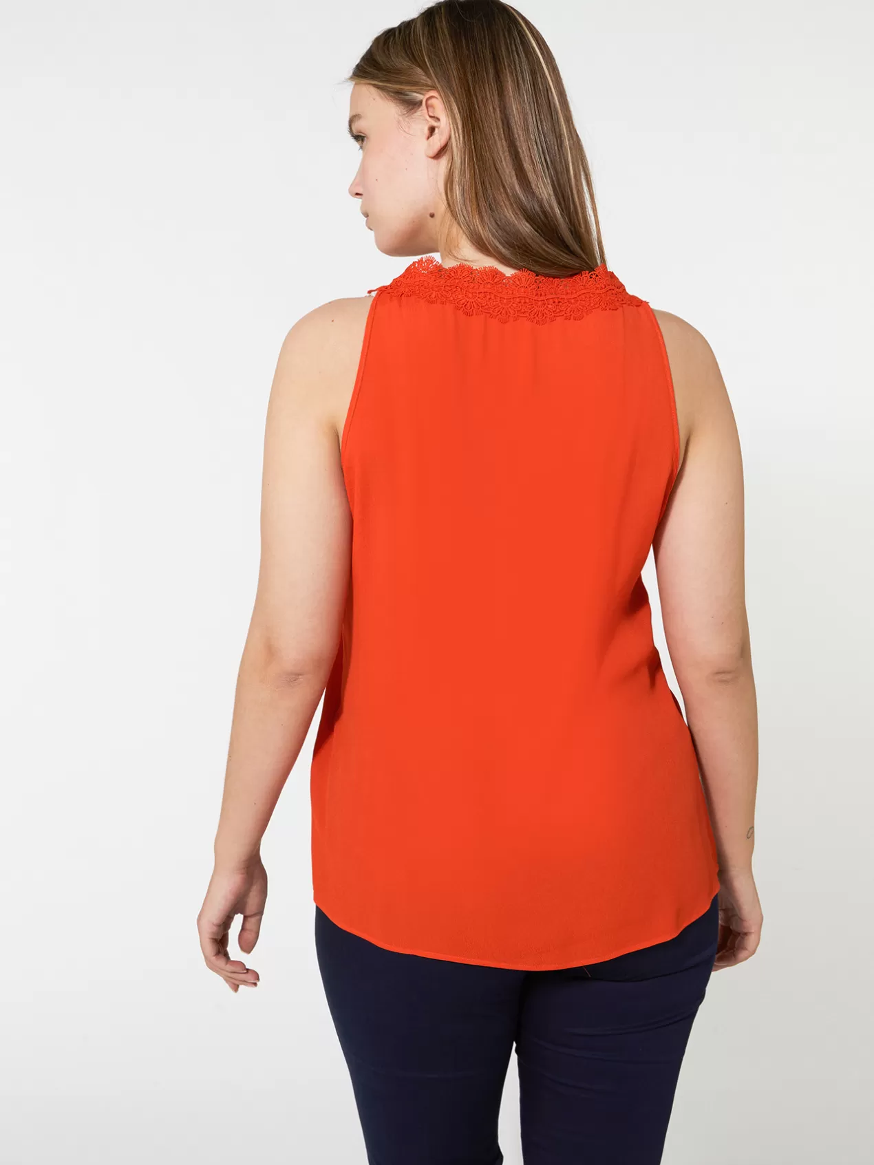 Discount Elena Mirò Top Avec Bordure En Dentelle Orange Soleil