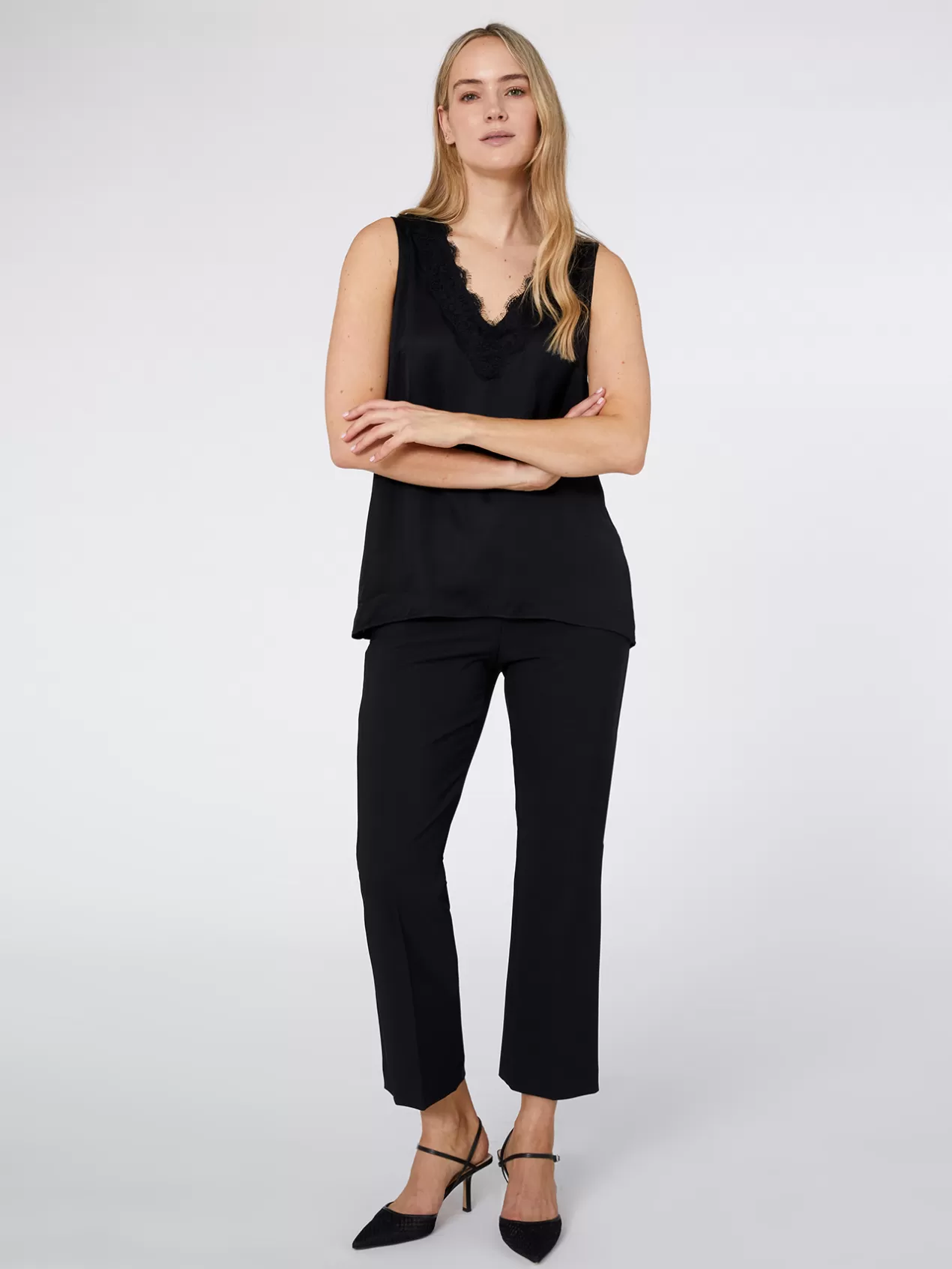 Outlet Elena Mirò Top Avec Dentelle Noir