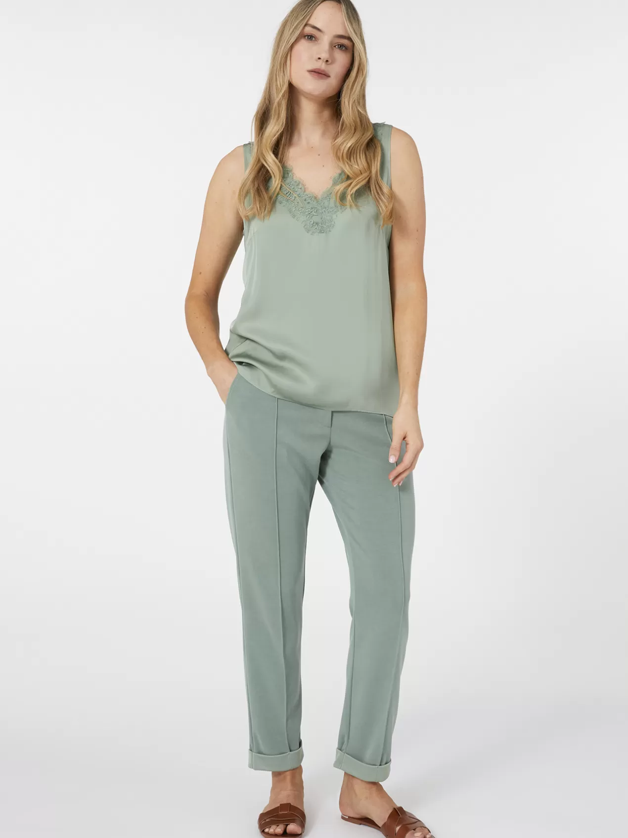 Sale Elena Mirò Top Avec Dentelle Vert