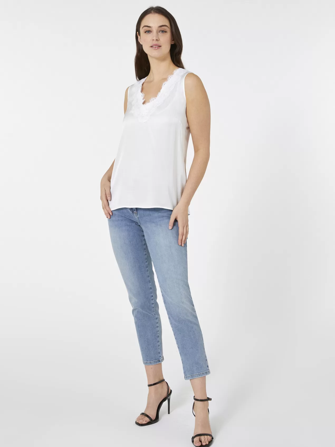 Store Elena Mirò Top Avec Dentelle Blanc