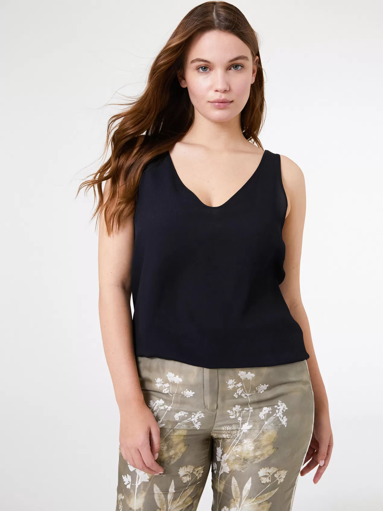 Online Elena Mirò Top En Crepe De Viscose Noir