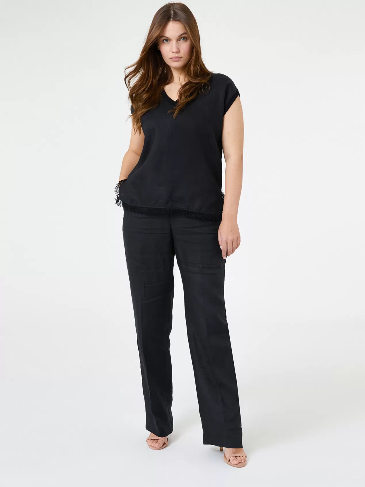 Flash Sale Elena Mirò Top En Lin Et Tricot Noir