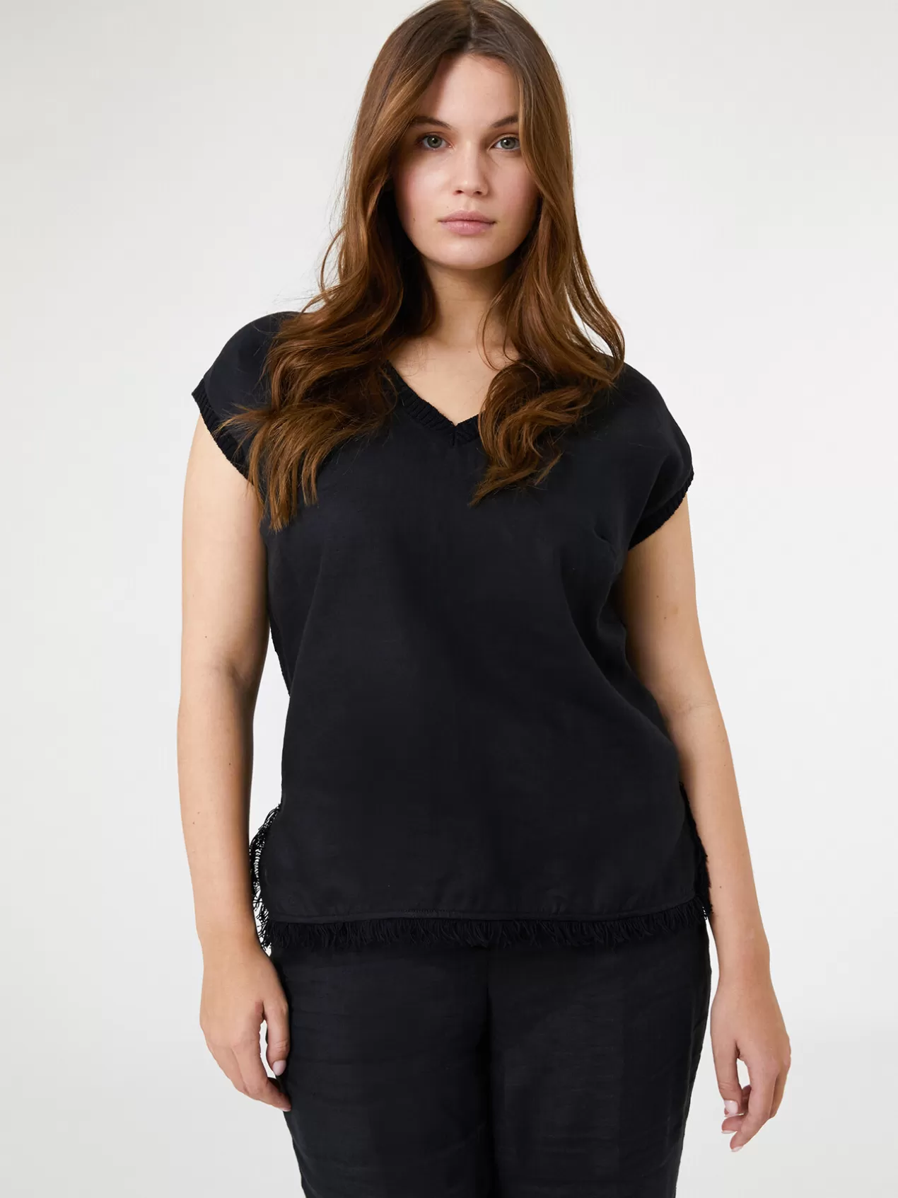 Flash Sale Elena Mirò Top En Lin Et Tricot Noir