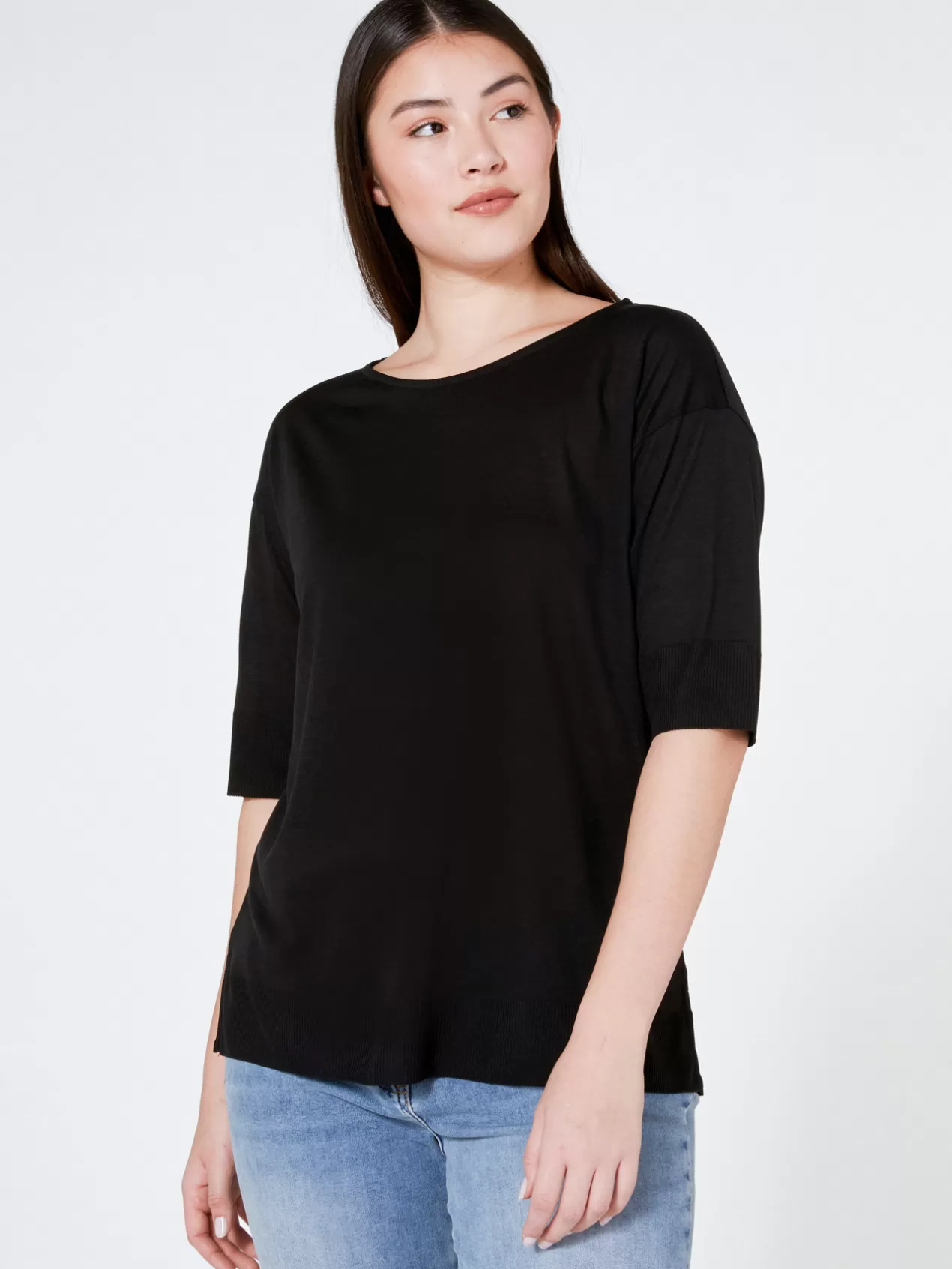 Fashion Elena Mirò T-Shirt A La Coupe Boxy Noir