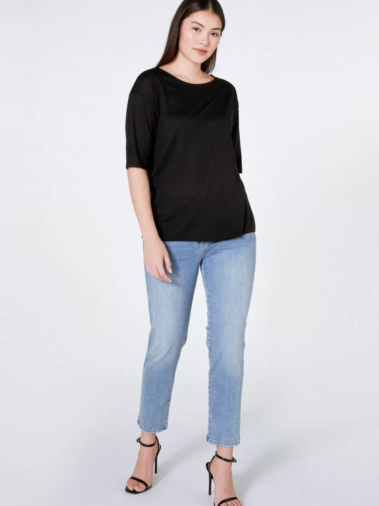 Fashion Elena Mirò T-Shirt A La Coupe Boxy Noir