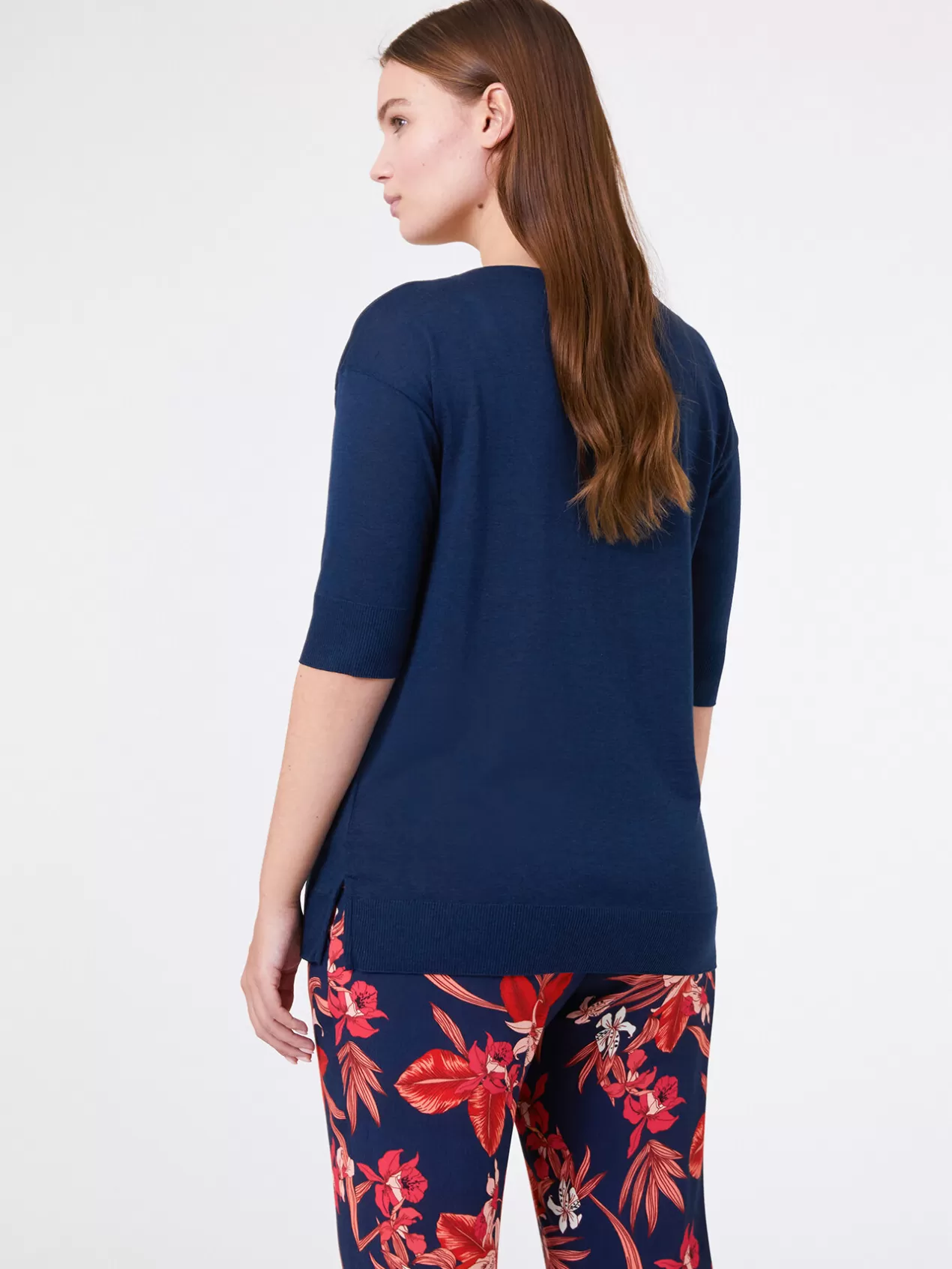 Hot Elena Mirò T-Shirt A La Coupe Boxy Bleu