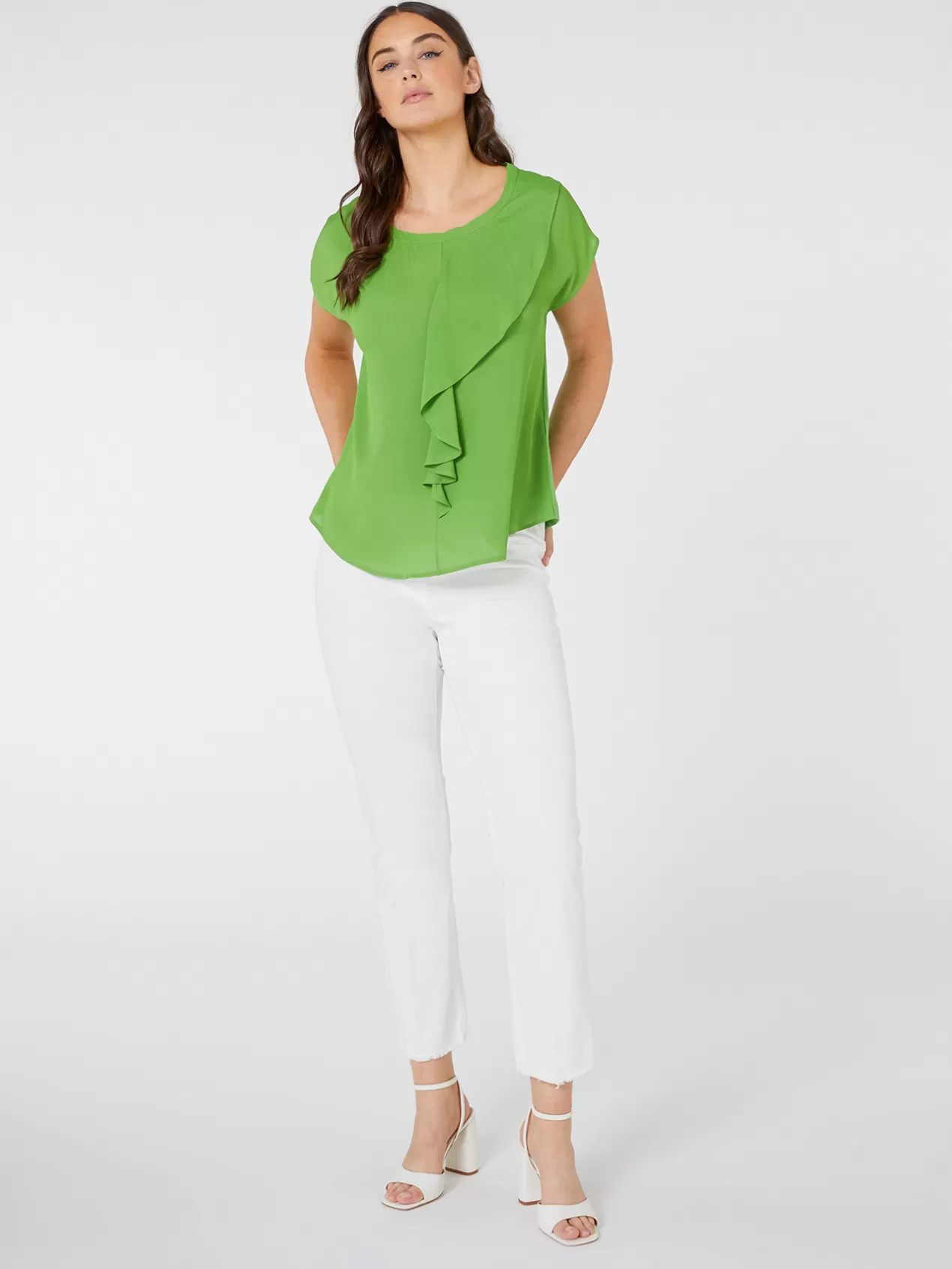 Best Elena Mirò T-Shirt A Volants Devant Vert
