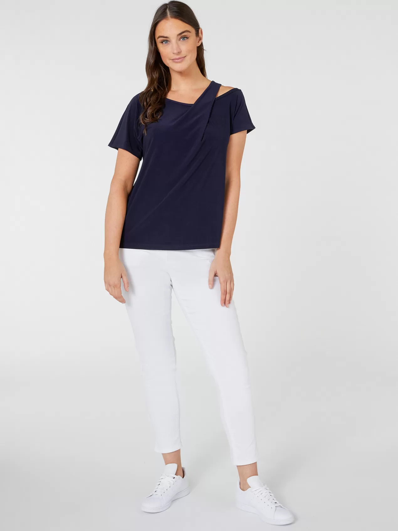 Best Sale Elena Mirò T-Shirt Avec Bretelle Asymetrique Bleu