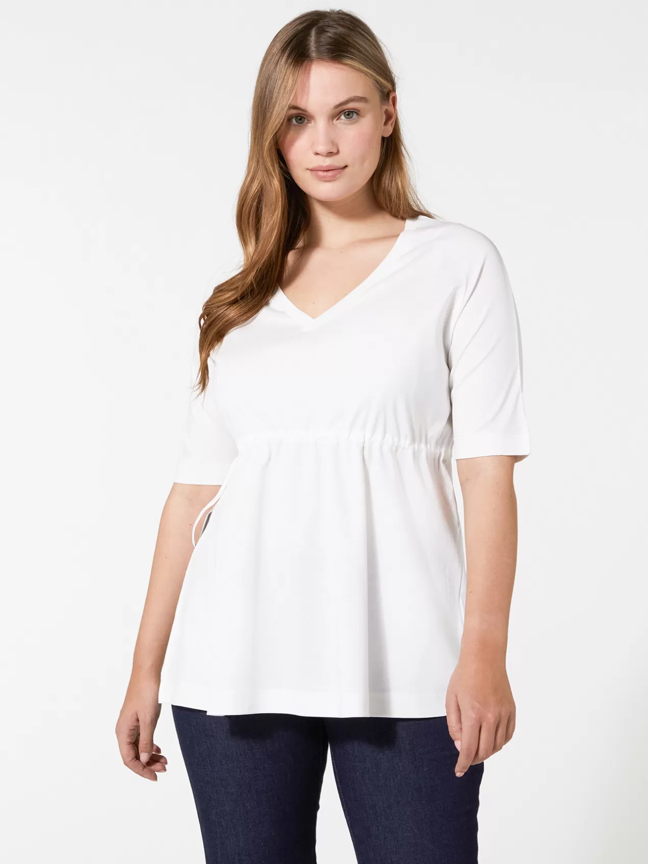 Fashion Elena Mirò T-Shirt Avec Cordon De Serrage Blanc