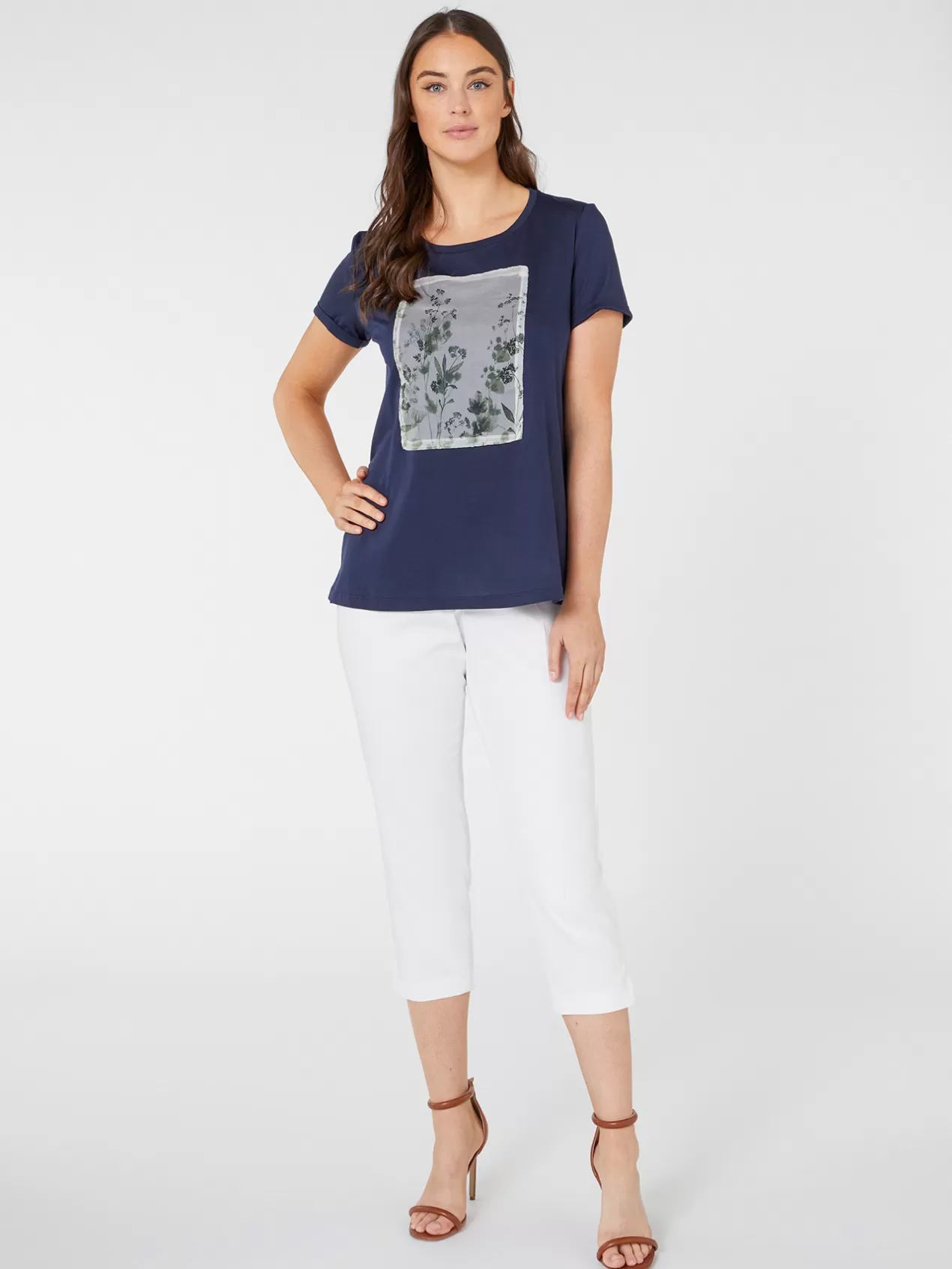 Flash Sale Elena Mirò T-Shirt Avec Impression Sur Le Devant (Coton Bio) Bleu