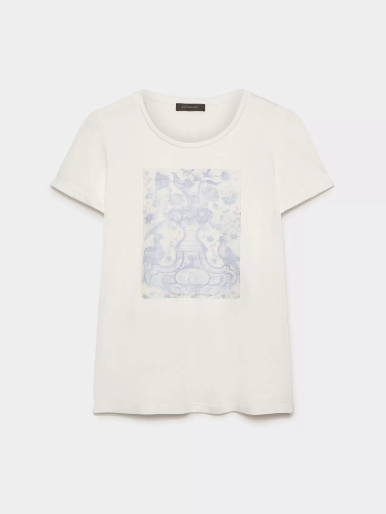 Clearance Elena Mirò T-Shirt Avec Impression Sur Le Devant (Coton Bio) Beige