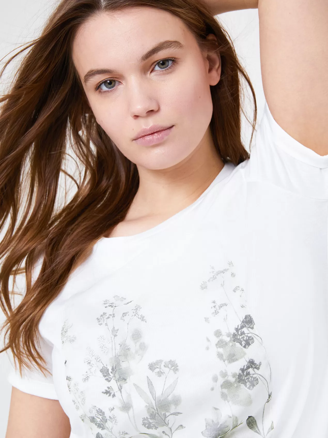 Clearance Elena Mirò T-Shirt Avec Impression Sur Le Devant (Coton Bio) Blanc