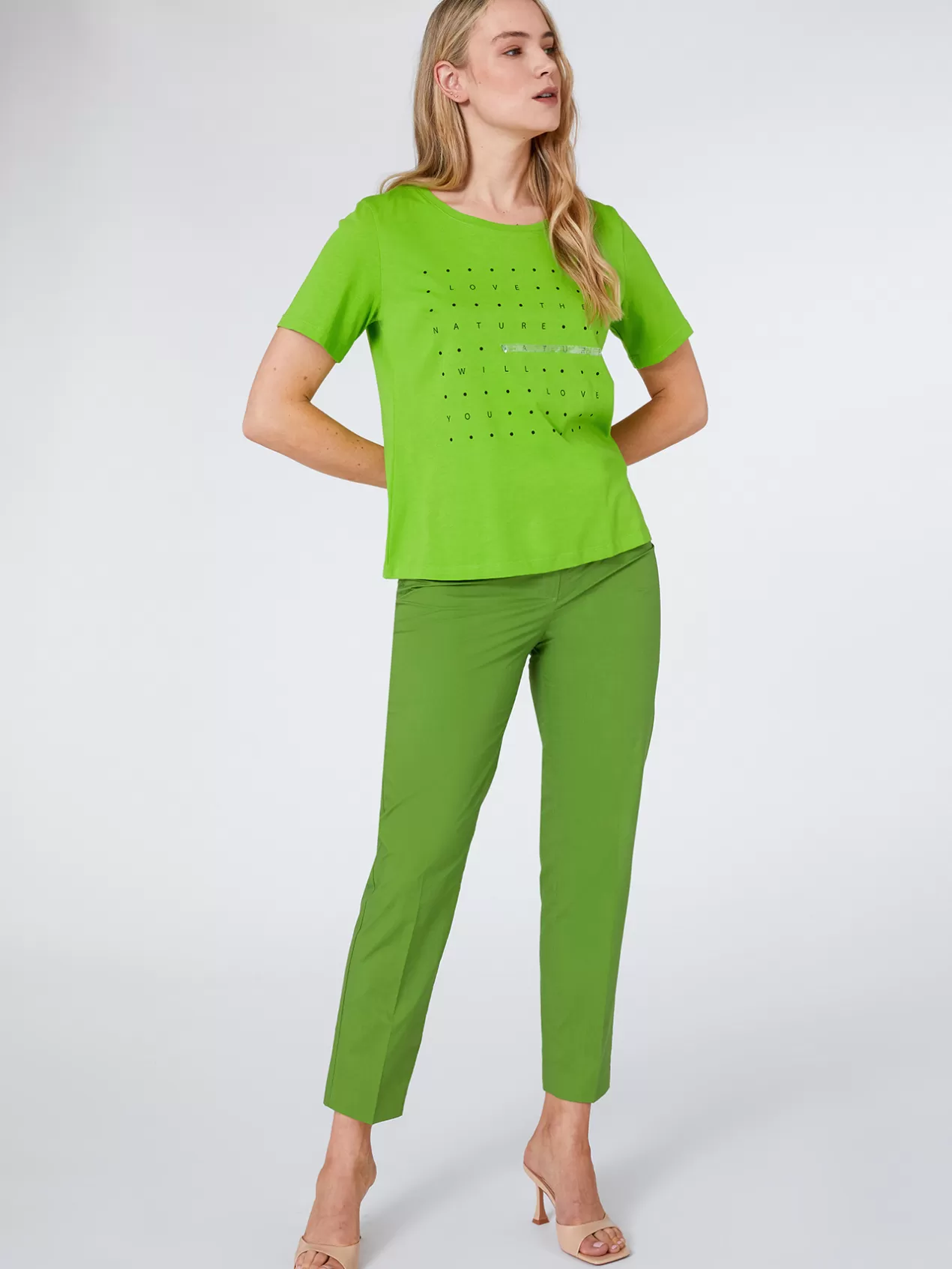 Shop Elena Mirò T-Shirt Avec Inscription Et Paillettes Vert