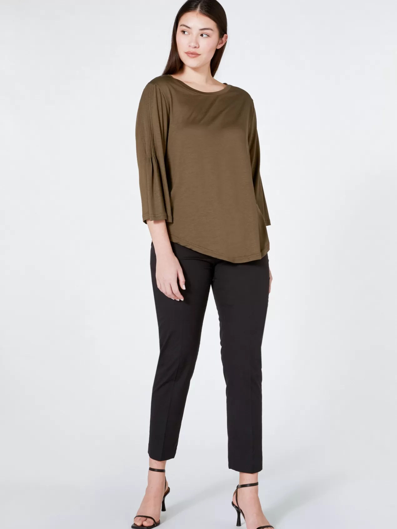 Sale Elena Mirò T-Shirt Avec Plis Sur Les Manches Vert