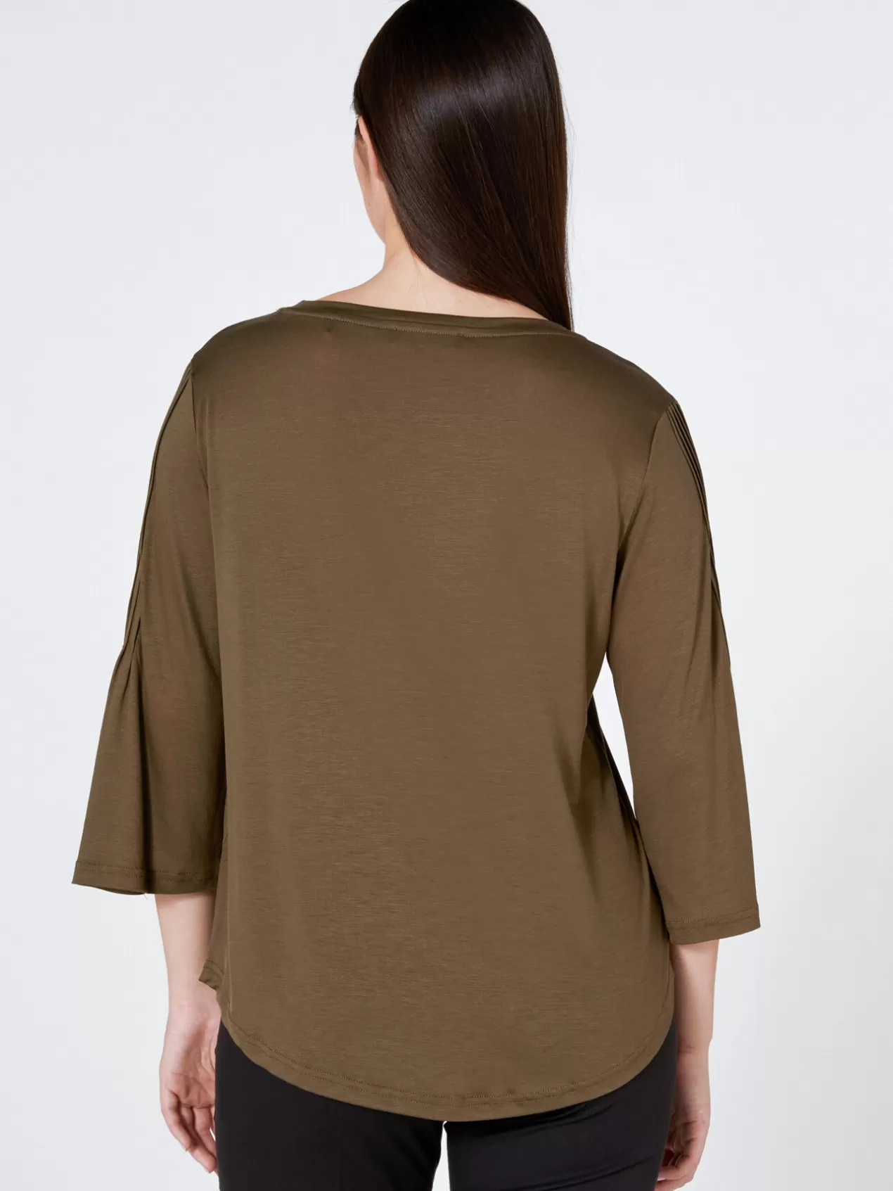 Sale Elena Mirò T-Shirt Avec Plis Sur Les Manches Vert