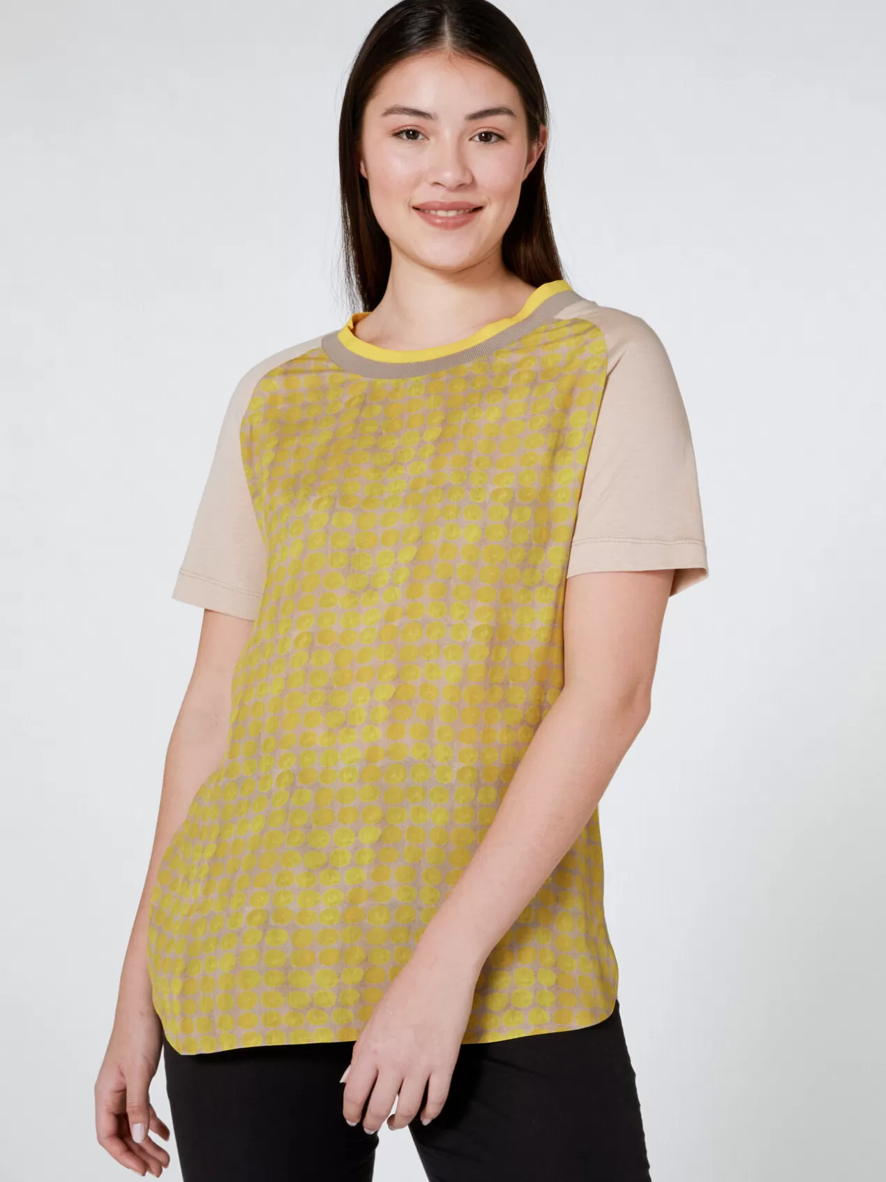 Hot Elena Mirò T-Shirt Bi-Matiere Jaune