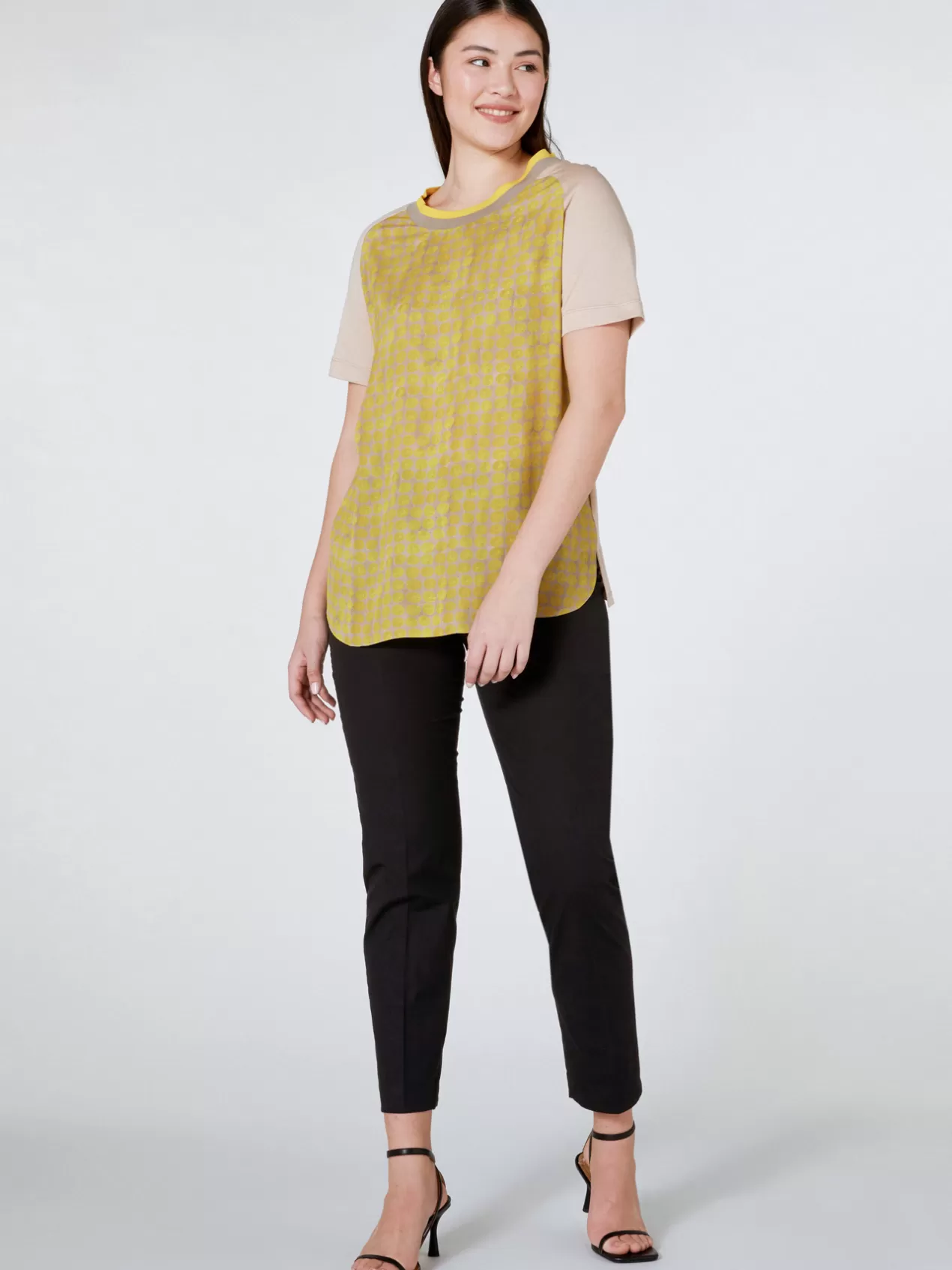 Hot Elena Mirò T-Shirt Bi-Matiere Jaune