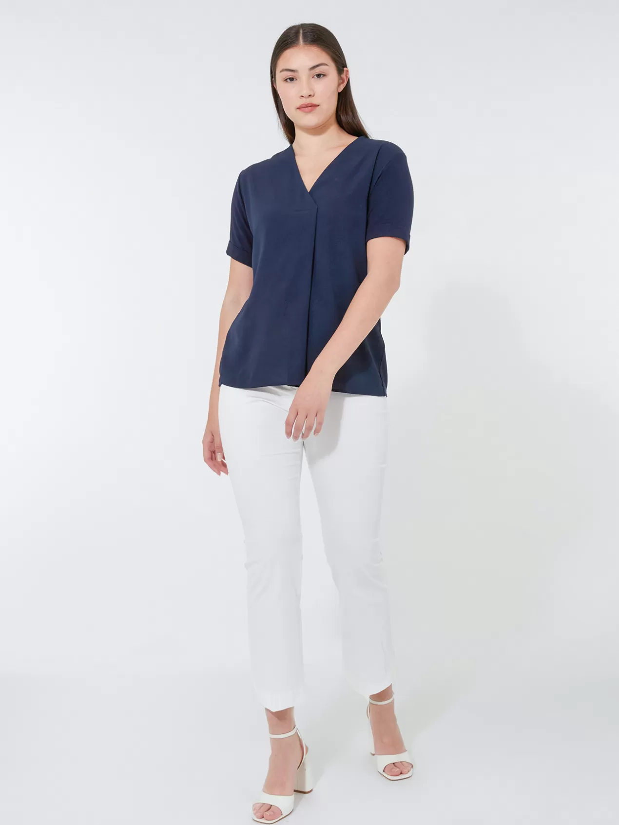 Online Elena Mirò T-Shirt Bi-Matiere Uni - Tissu Ecologique Bleu
