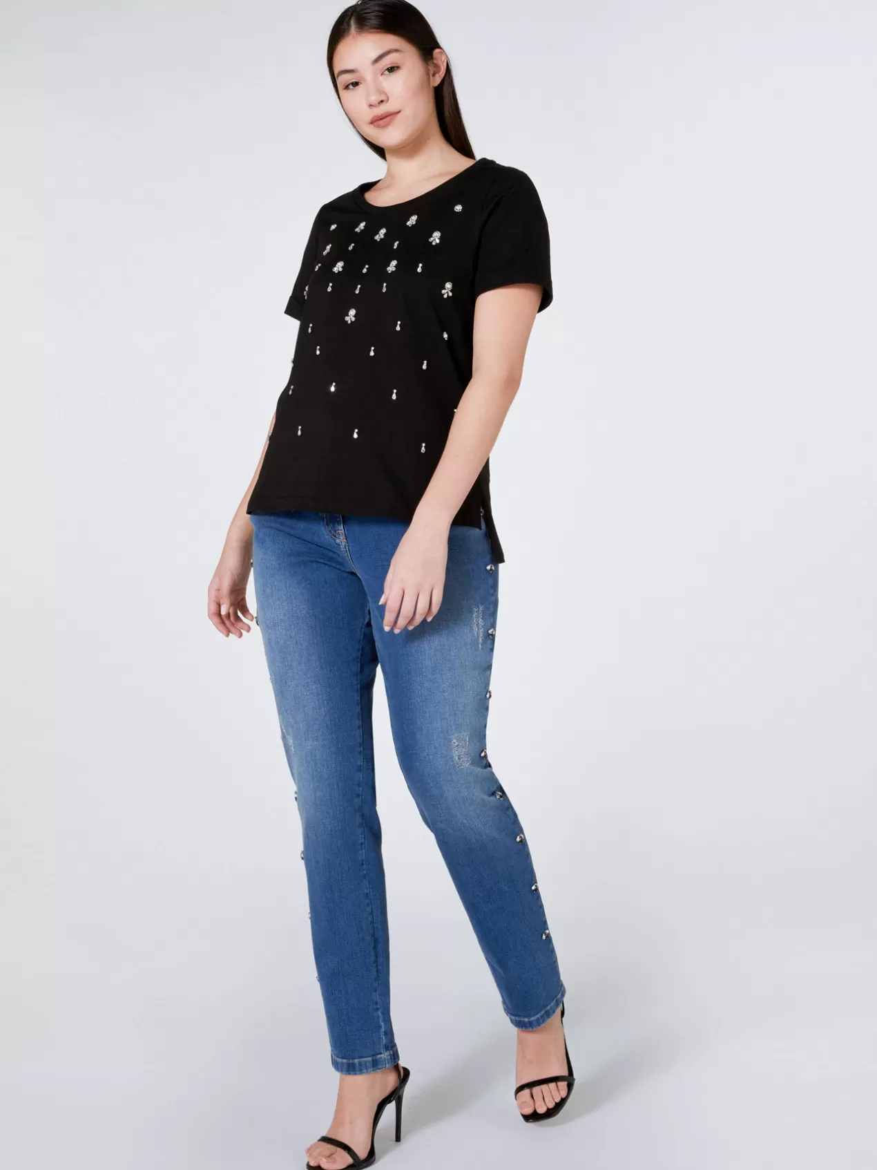 Cheap Elena Mirò T-Shirt Brode Noir