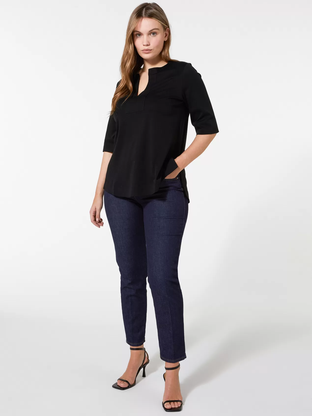 Flash Sale Elena Mirò T-Shirt Coupe Trapeze En Jersey Noir