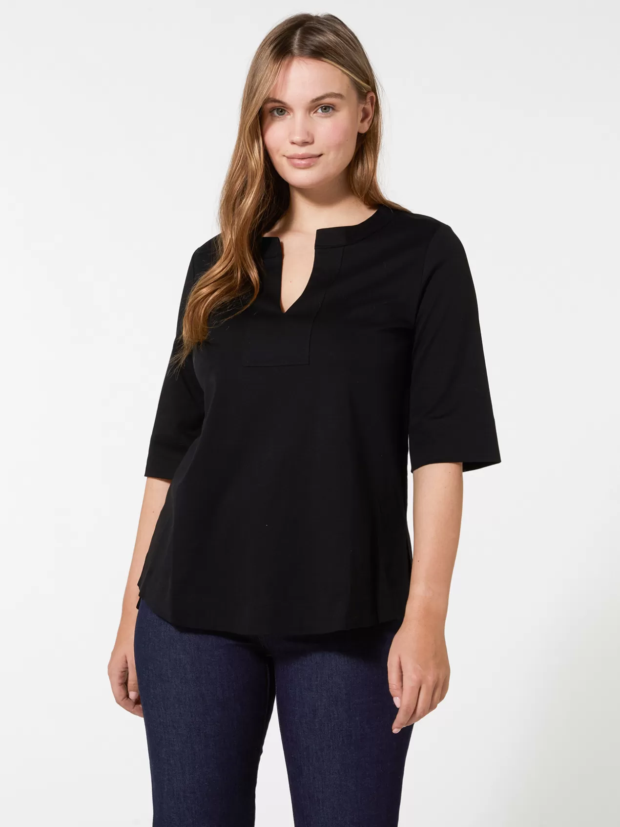 Flash Sale Elena Mirò T-Shirt Coupe Trapeze En Jersey Noir