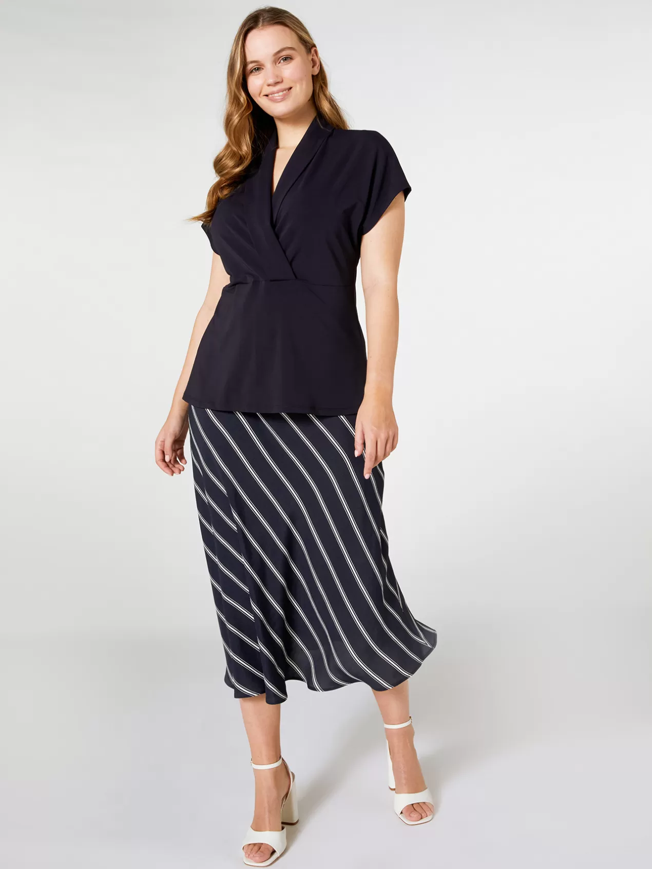 Online Elena Mirò T-Shirt Croise Devant Bleu