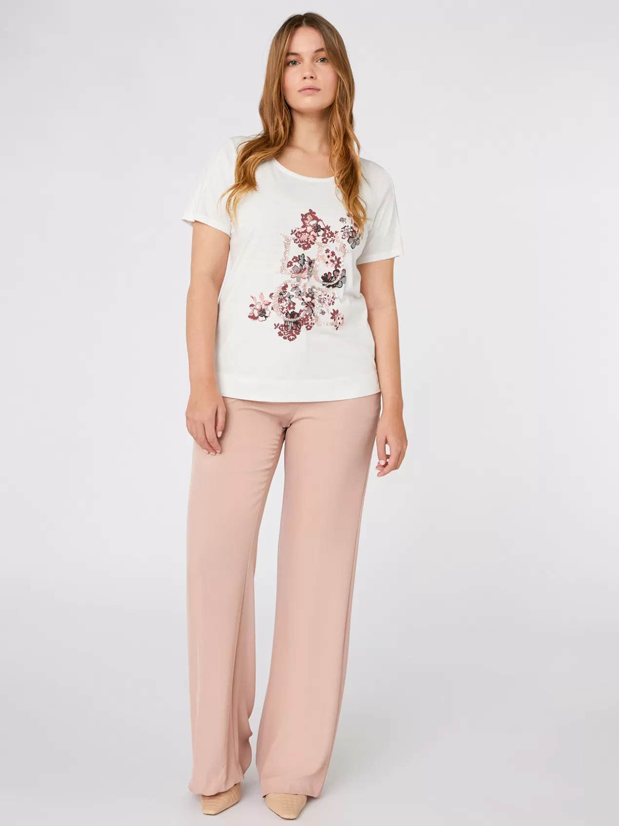 Best Elena Mirò T-Shirt En Coton Imprime Blanc
