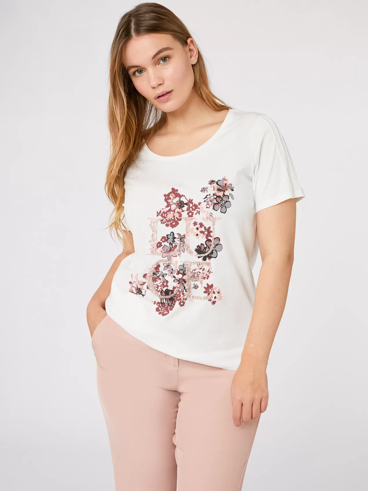 Best Elena Mirò T-Shirt En Coton Imprime Blanc