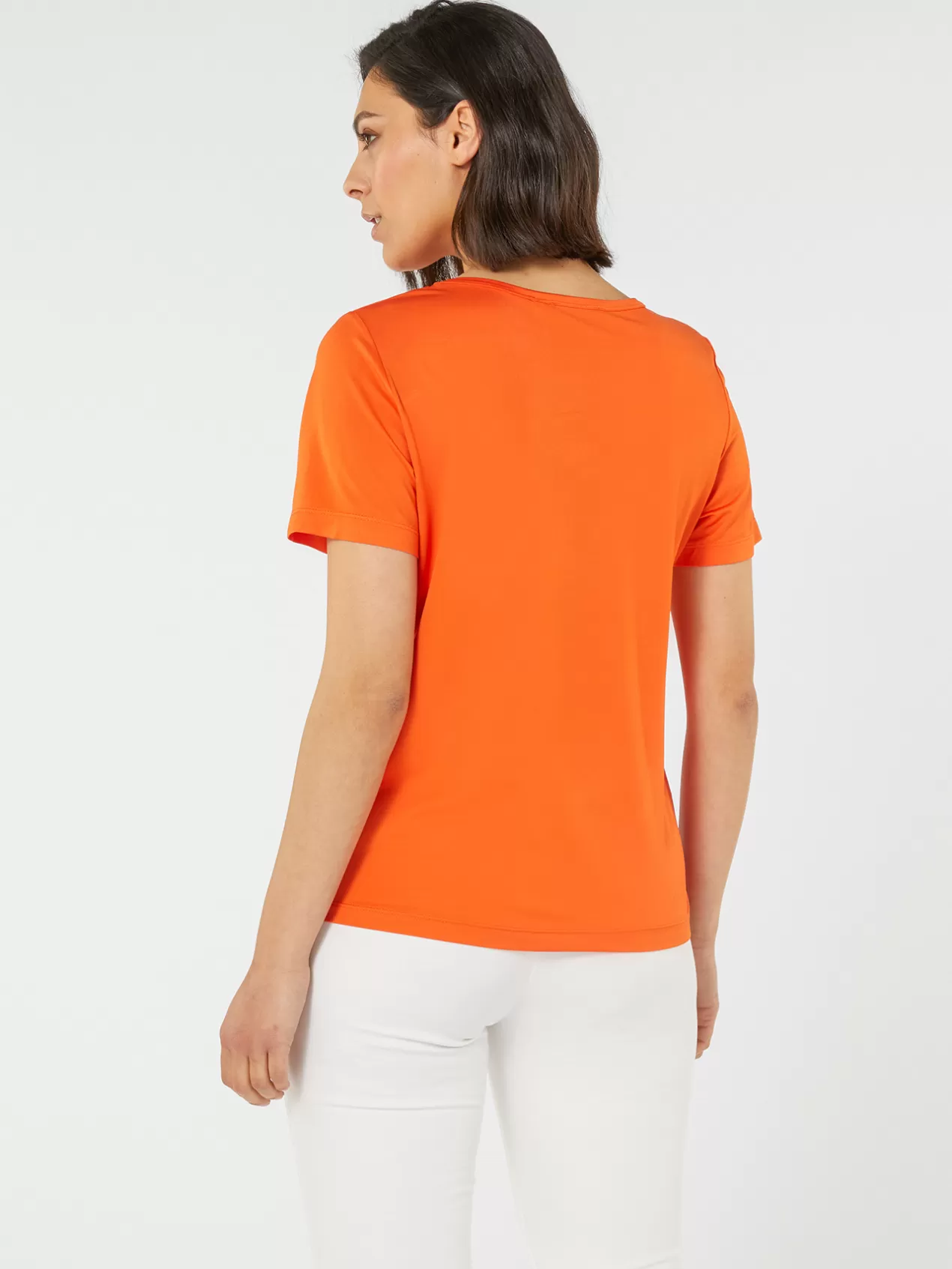 New Elena Mirò T-Shirt En Jersey Colore Orange Soleil